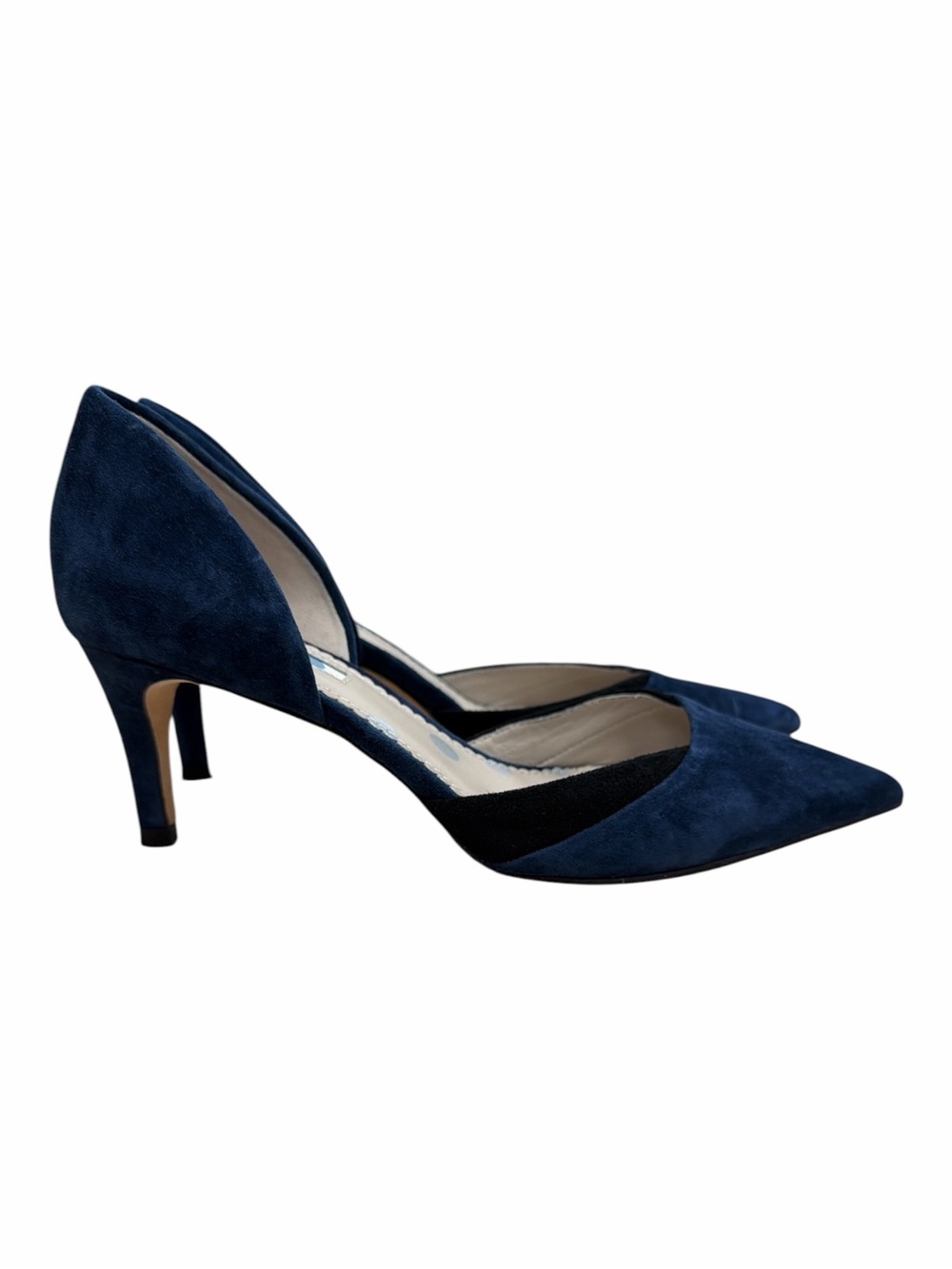 Boden Navy Blue Suede Pointed Toe d'Orsay Kitten Heels